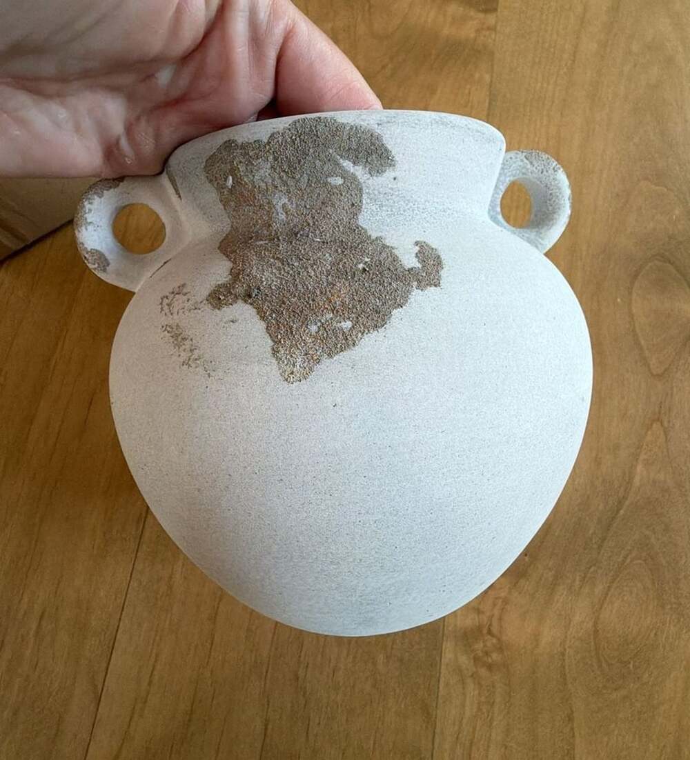 White Ceramic Vintage Crock 6.7x5.7in